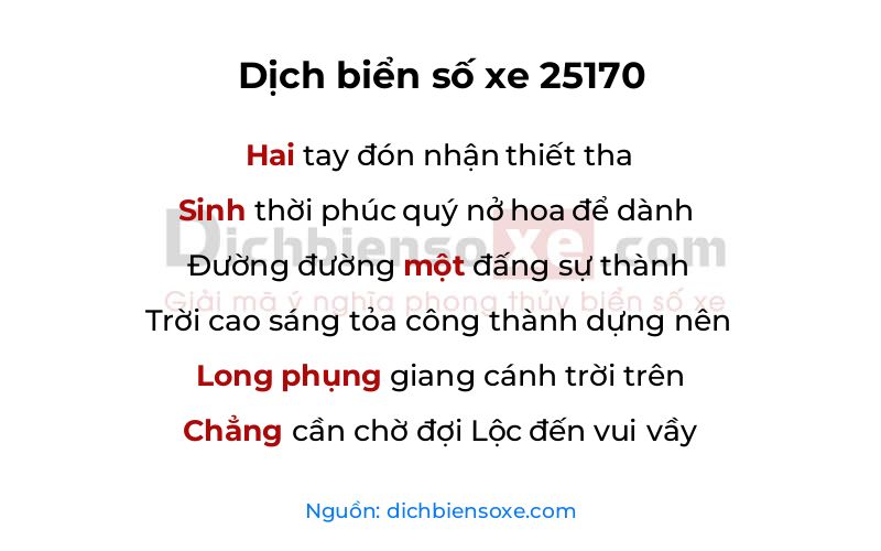 Dịch thơ biển số 25170