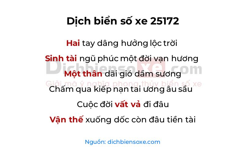 Dịch thơ biển số 25172
