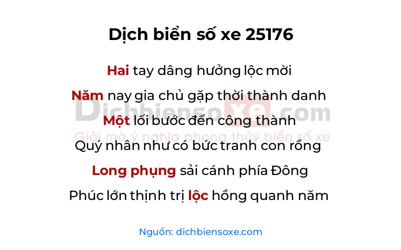 Dịch thơ biển số 25176