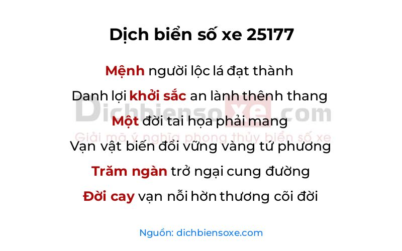 Dịch thơ biển số 25177