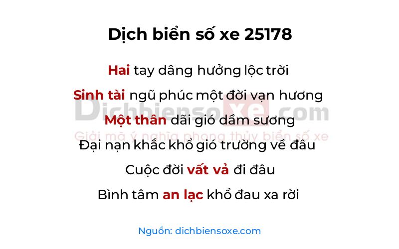 Dịch thơ biển số 25178