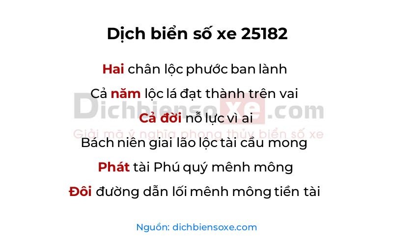 Dịch thơ biển số 25182