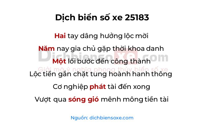 Dịch thơ biển số 25183
