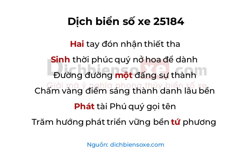 Dịch thơ biển số 25184