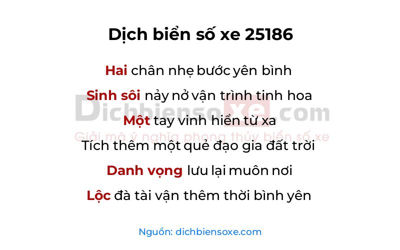 Dịch thơ biển số 25186