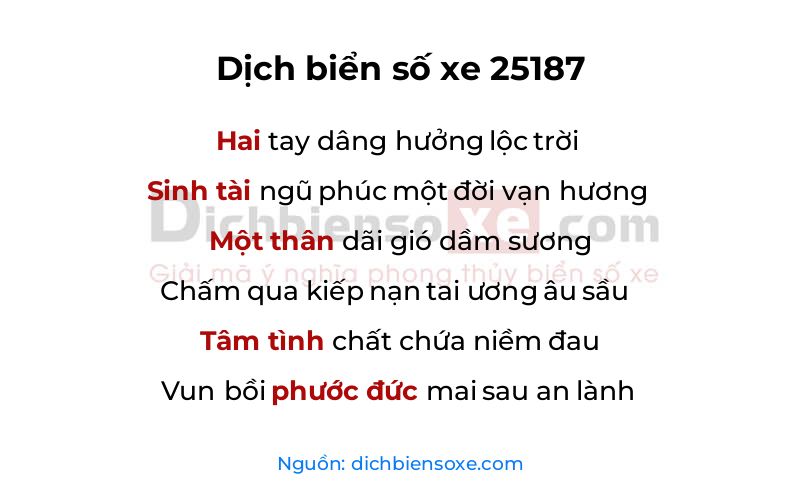 Dịch thơ biển số 25187