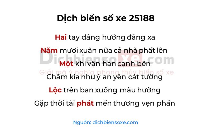 Dịch thơ biển số 25188
