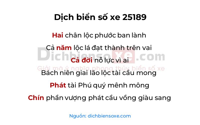 Dịch thơ biển số 25189