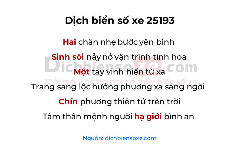 Dịch thơ biển số 25193
