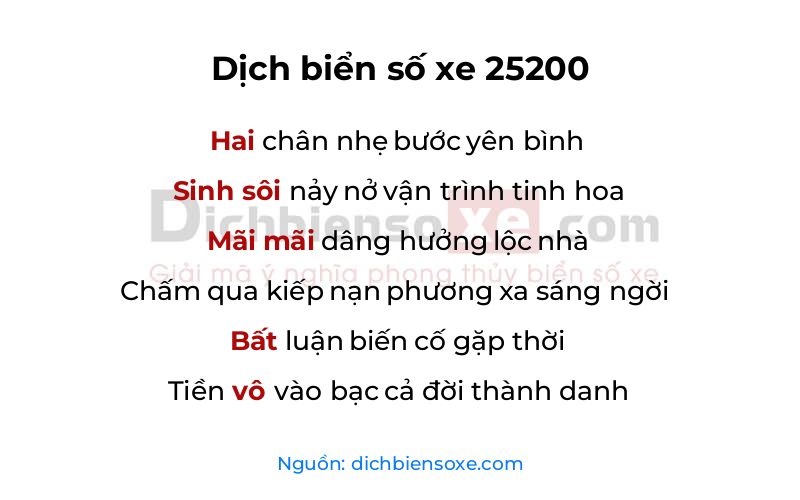 Dịch thơ biển số 25200