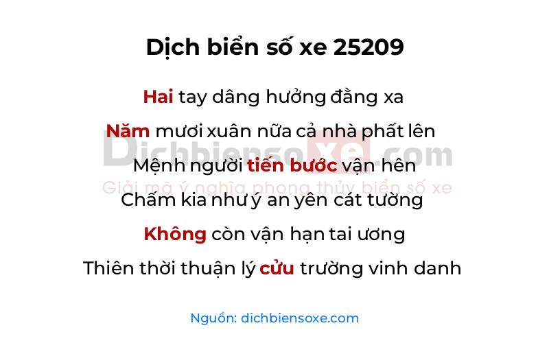Dịch thơ biển số 25209