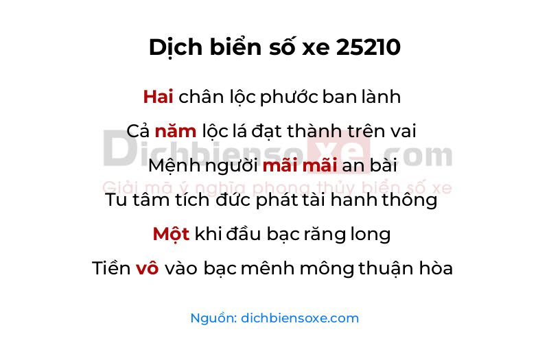 Dịch thơ biển số 25210