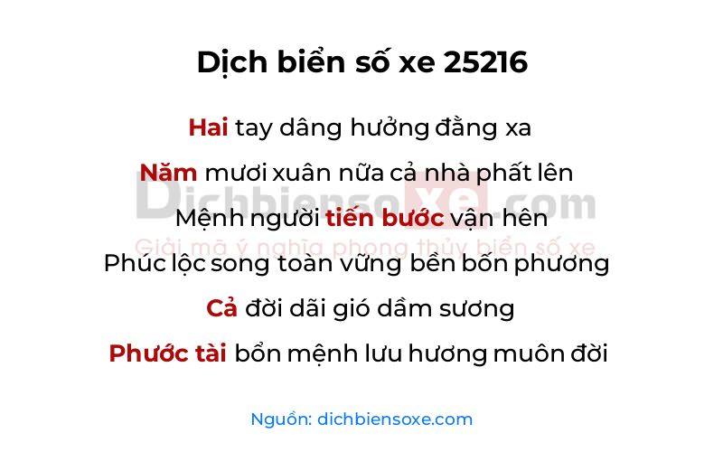 Dịch thơ biển số 25216