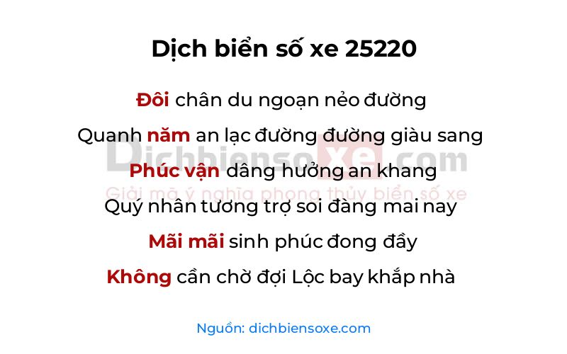 Dịch thơ biển số 25220