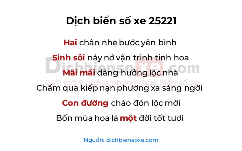 Dịch thơ biển số 25221