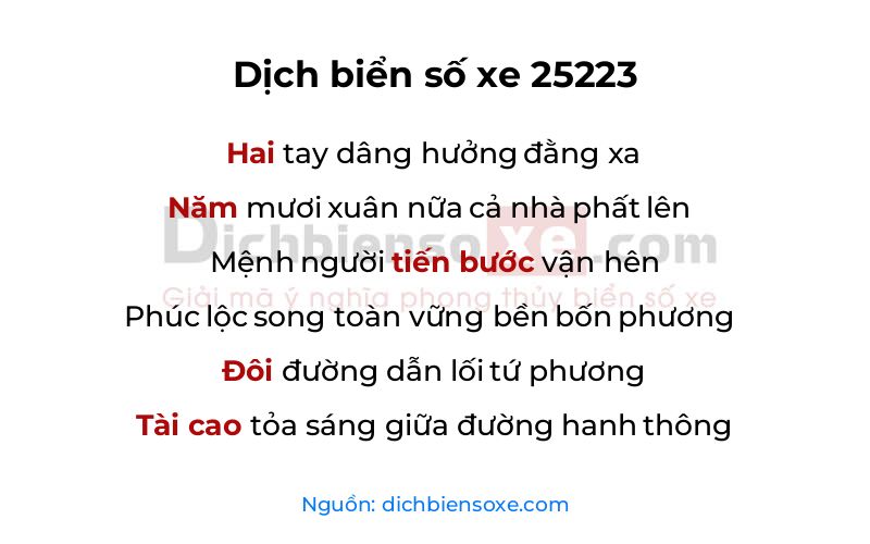 Dịch thơ biển số 25223