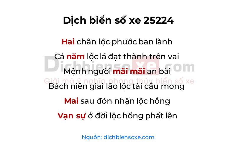 Dịch thơ biển số 25224