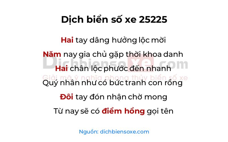 Dịch thơ biển số 25225