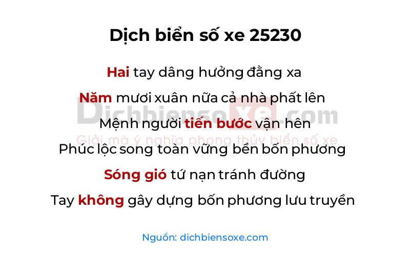 Dịch thơ biển số 25230