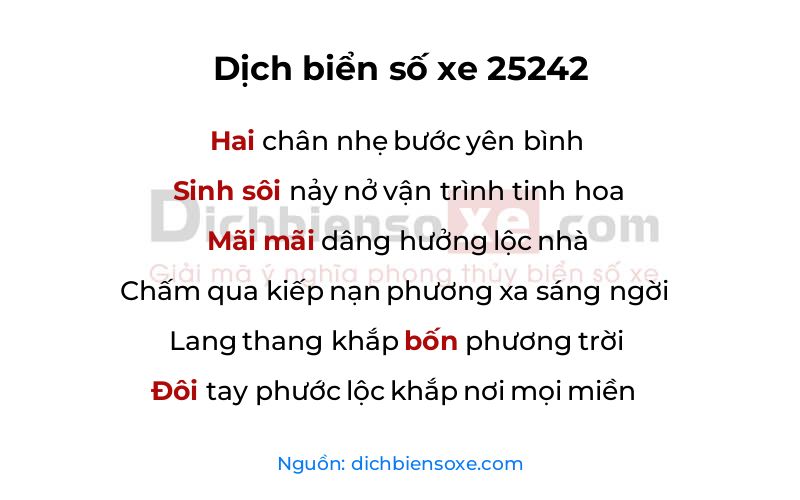 Dịch thơ biển số 25242