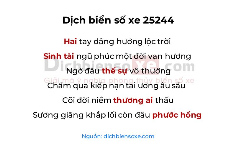 Dịch thơ biển số 25244