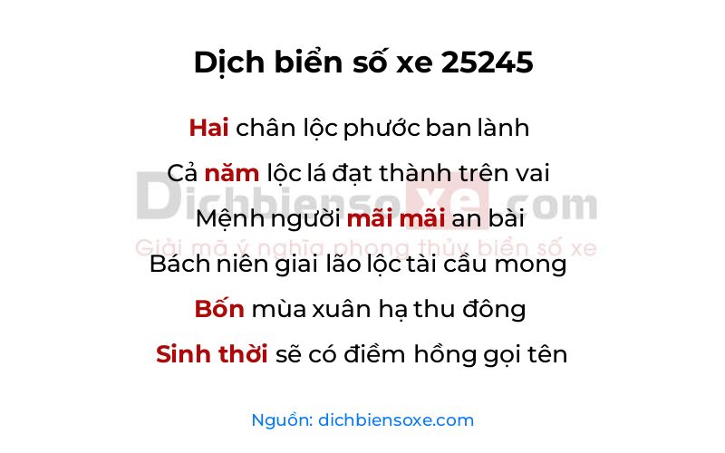 Dịch thơ biển số 25245