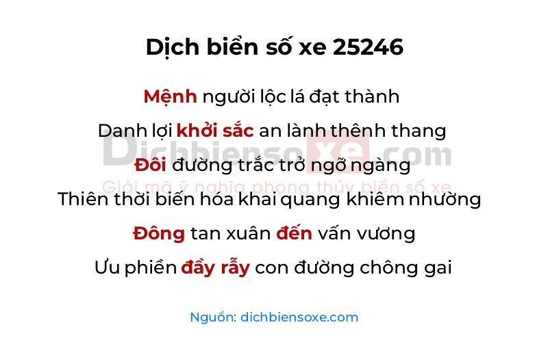 Dịch thơ biển số 25246