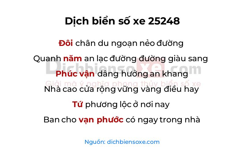 Dịch thơ biển số 25248