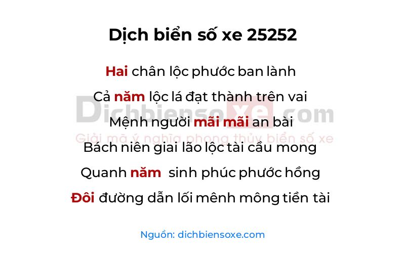 Dịch thơ biển số 25252