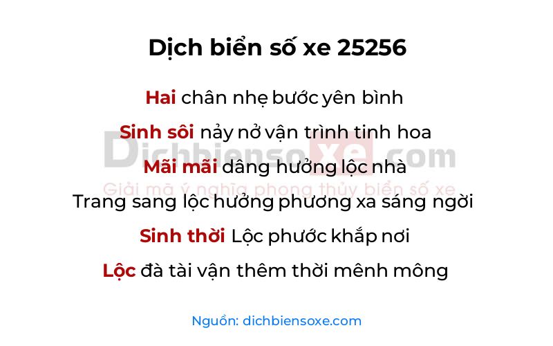 Dịch thơ biển số 25256