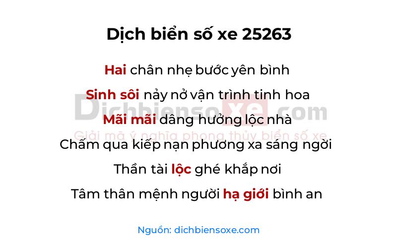 Dịch thơ biển số 25263
