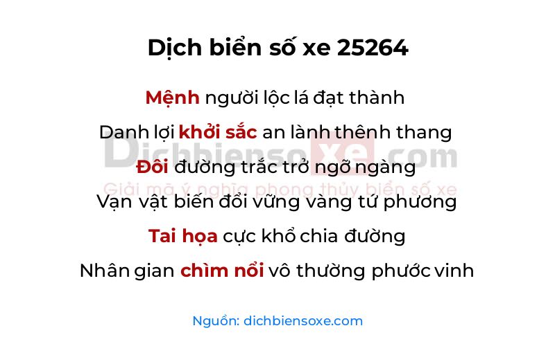 Dịch thơ biển số 25264