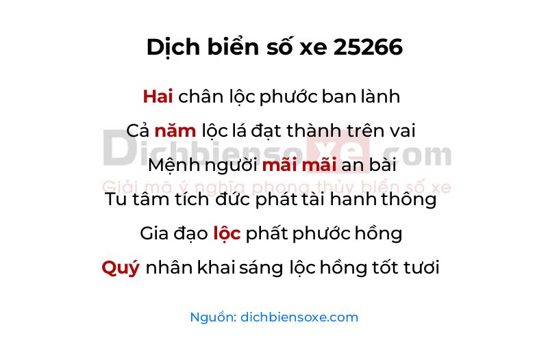 Dịch thơ biển số 25266