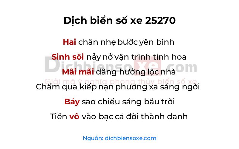 Dịch thơ biển số 25270