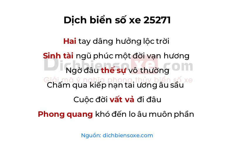 Dịch thơ biển số 25271