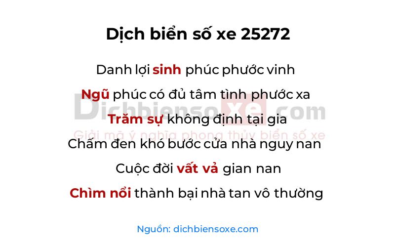 Dịch thơ biển số 25272