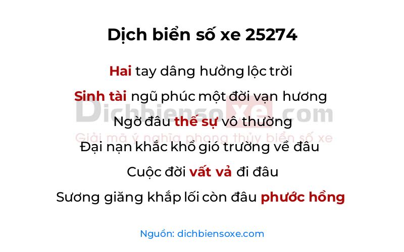 Dịch thơ biển số 25274