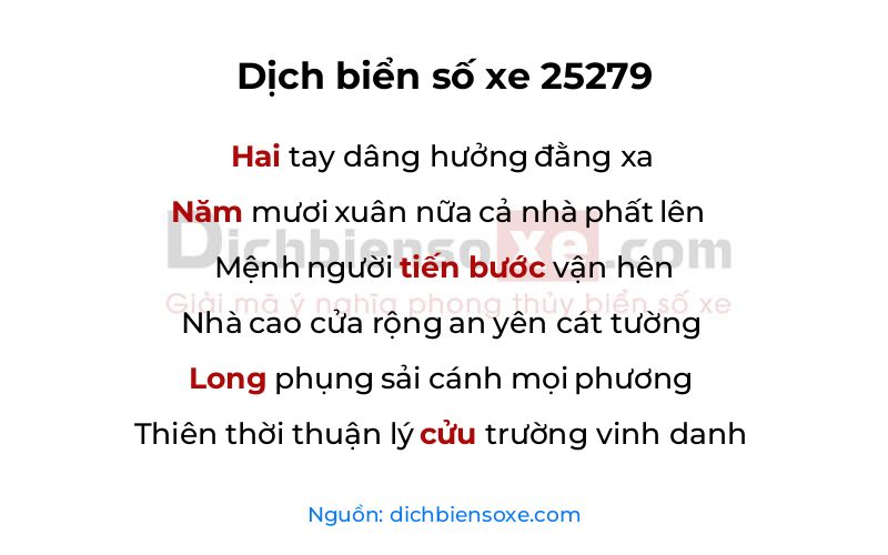 Dịch thơ biển số 25279