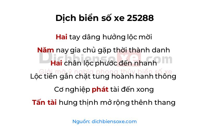 Dịch thơ biển số 25288