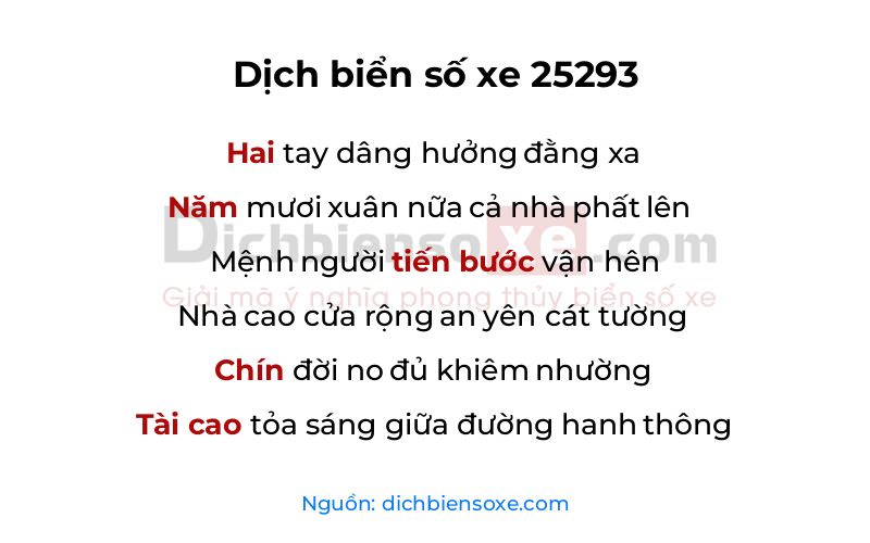 Dịch thơ biển số 25293