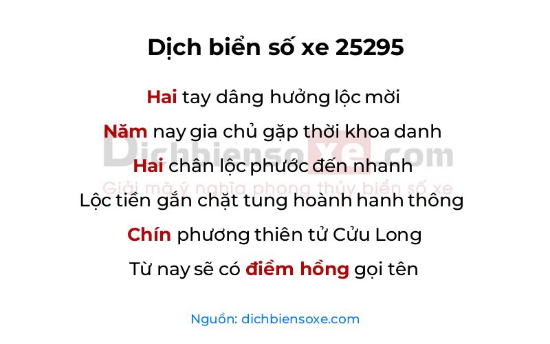 Dịch thơ biển số 25295