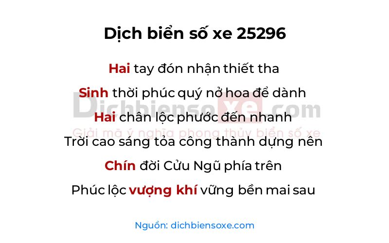 Dịch thơ biển số 25296