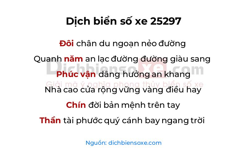 Dịch thơ biển số 25297