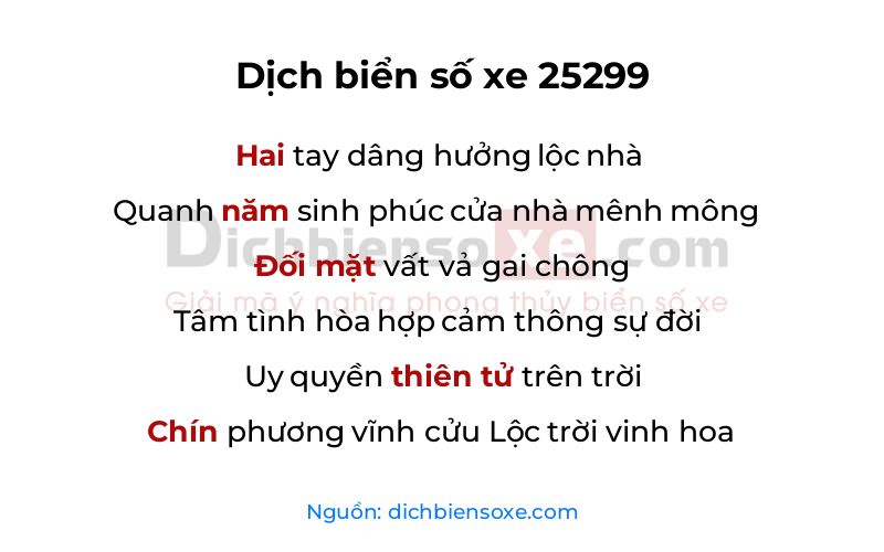Dịch thơ biển số 25299