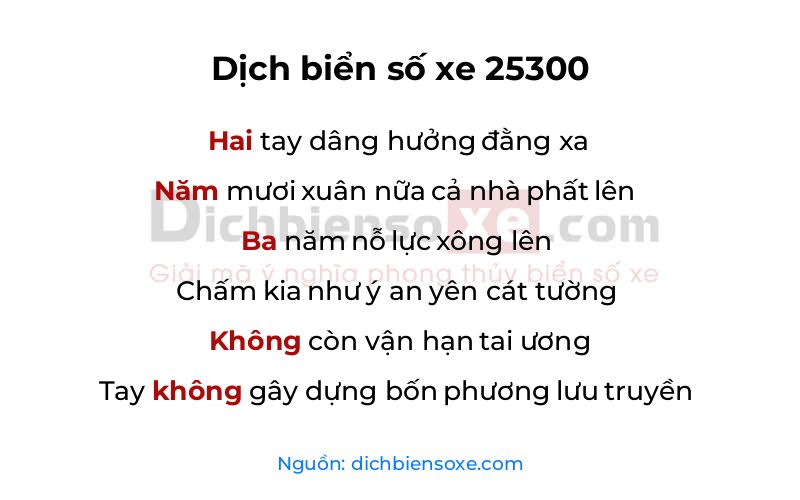 Dịch thơ biển số 25300