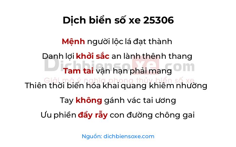 Dịch thơ biển số 25306
