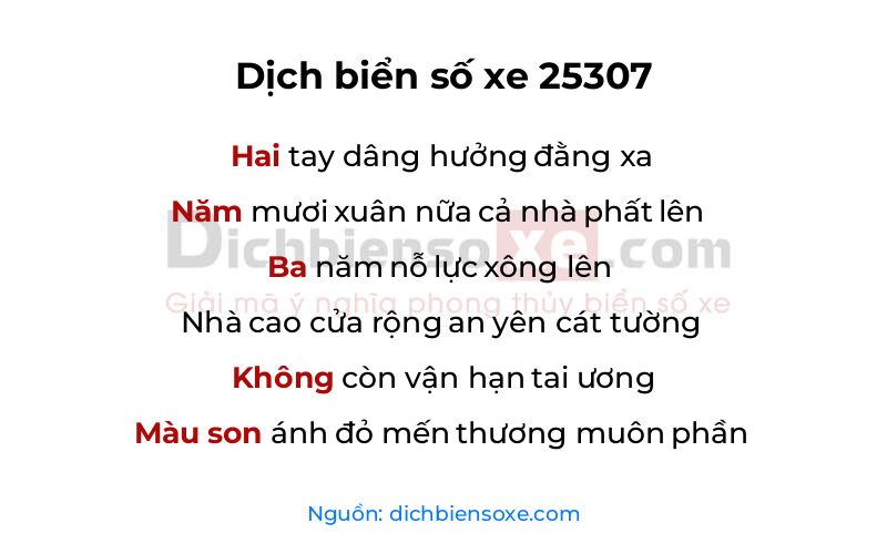 Dịch thơ biển số 25307