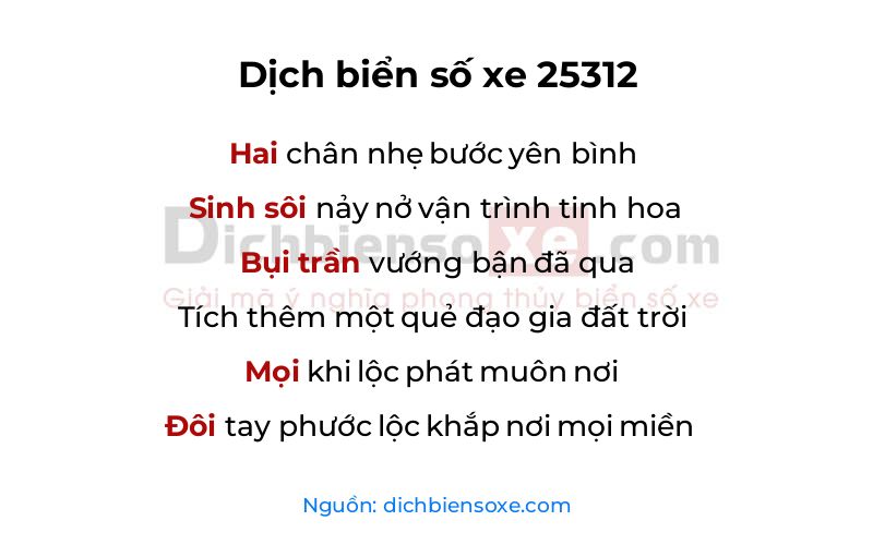 Dịch thơ biển số 25312