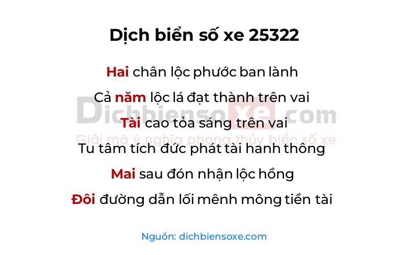 Dịch thơ biển số 25322