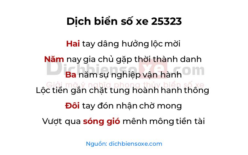 Dịch thơ biển số 25323